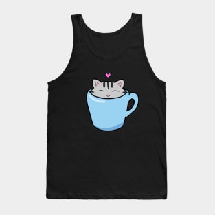 Cute cat with a pink heart Tank Top